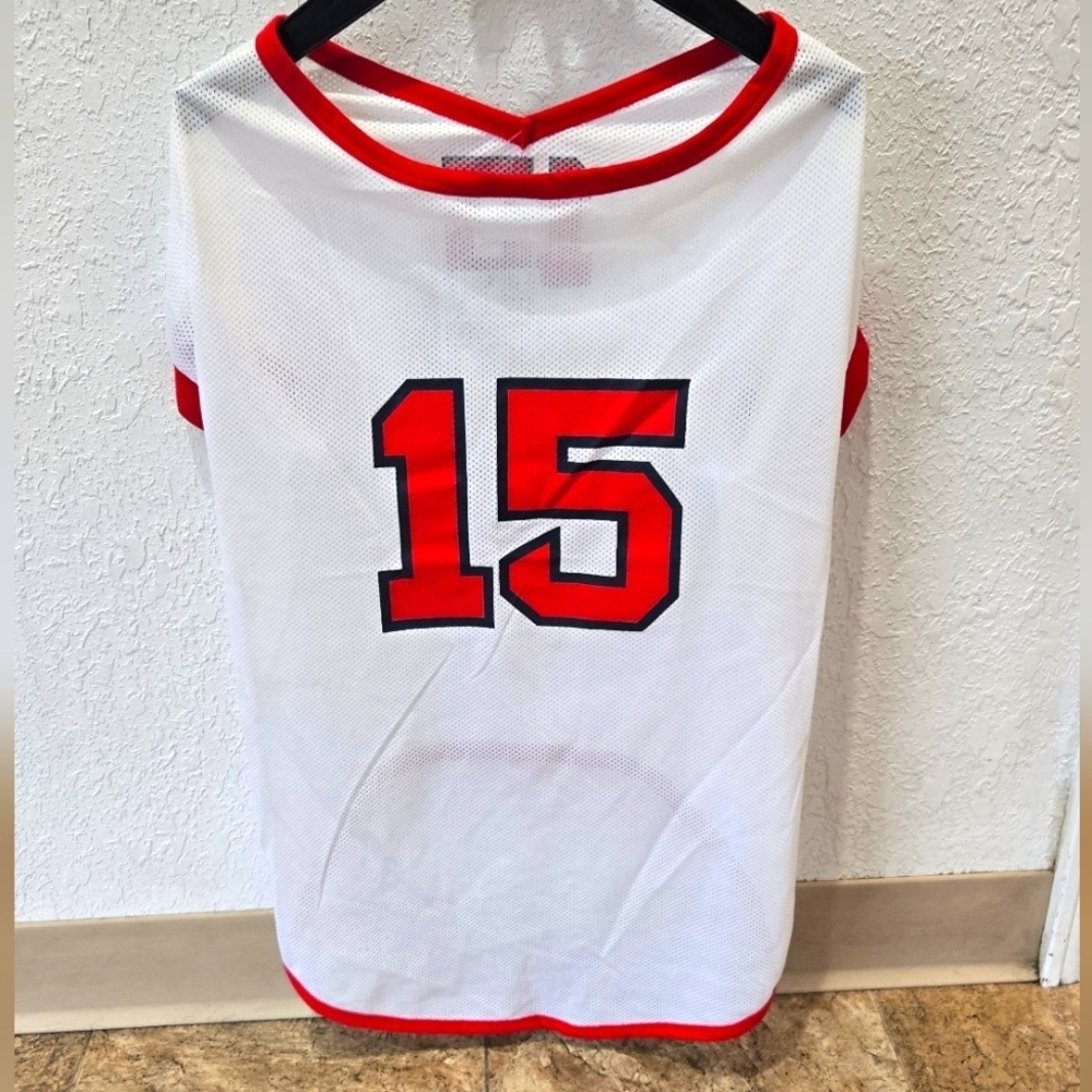 3/$20 Dog Basketball Football Jersey Shirt Large White Red #15